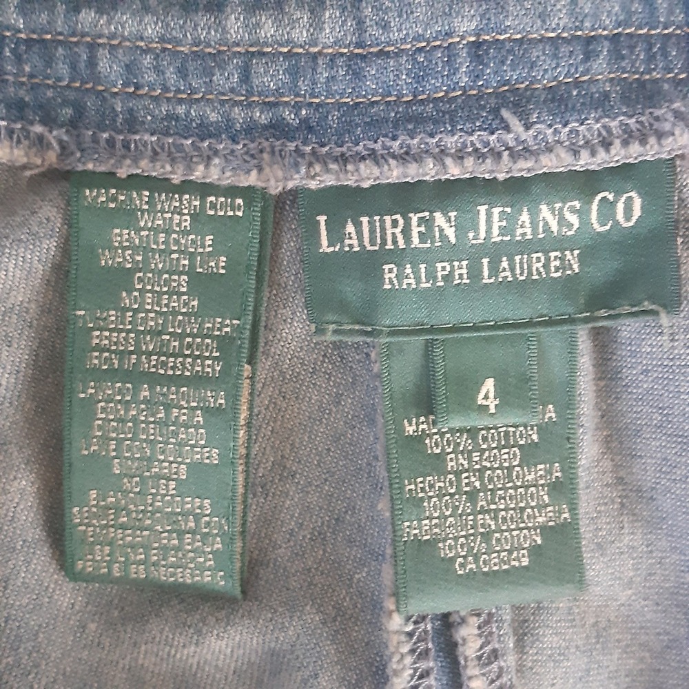 Ralph Lauren Jeans Co. Vintage 90s Sz 4 Denim Midi Skirt Leather Strap Closure - Picture 8 of 13